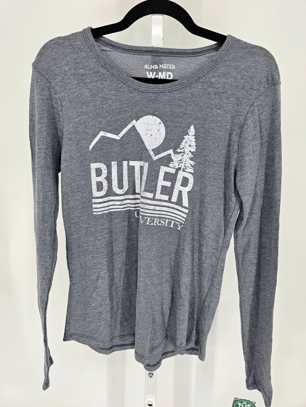 Butler University Womens Sz M Long Sleeve T Shirt Gray White Alma Mater NEW